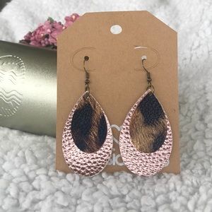 Vegan Leather Faux Leather Teardrop Leaf Earrings